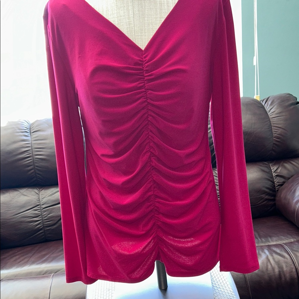 Narciso Rodriguez Women’s Fuchsia Ruched Blouse Size XL